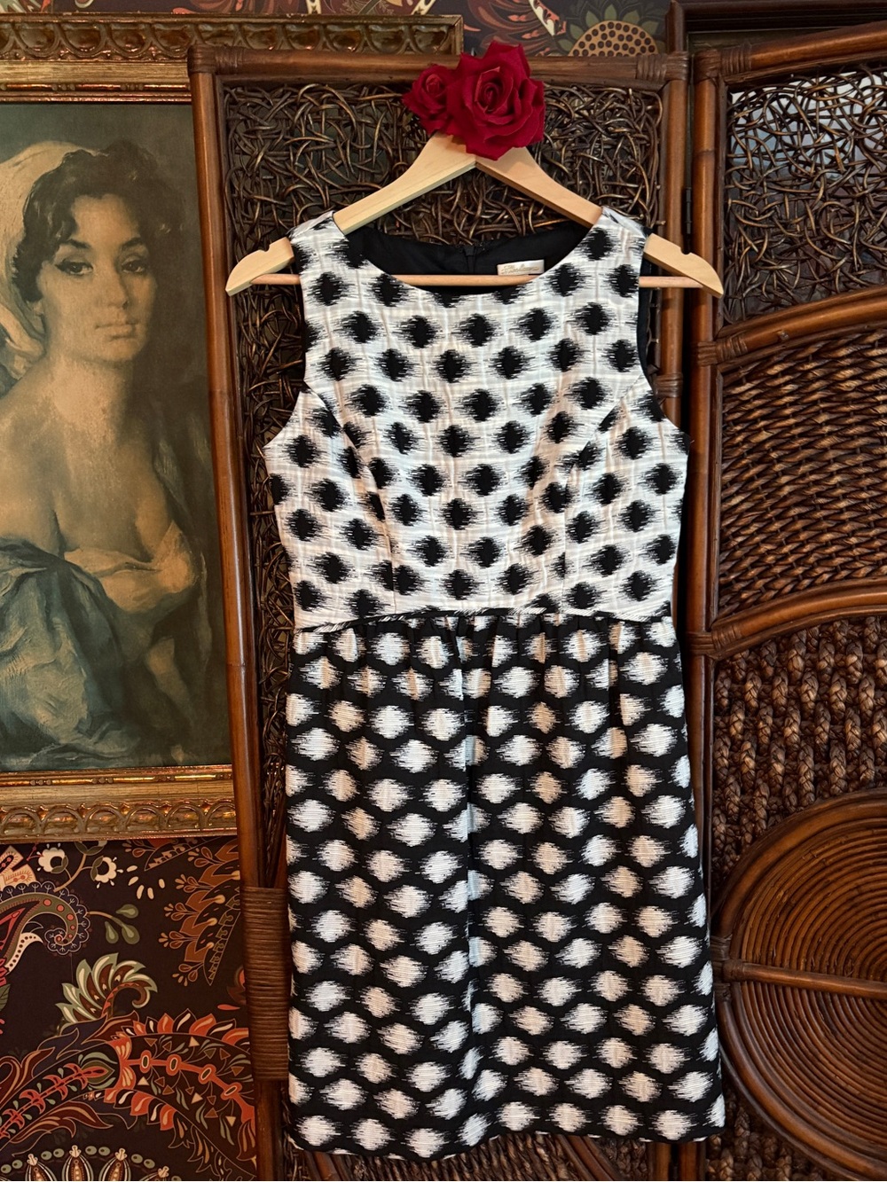 Shoshanna Black White Polka Dot Fit & Flare Dress Size 4 Classic Chic